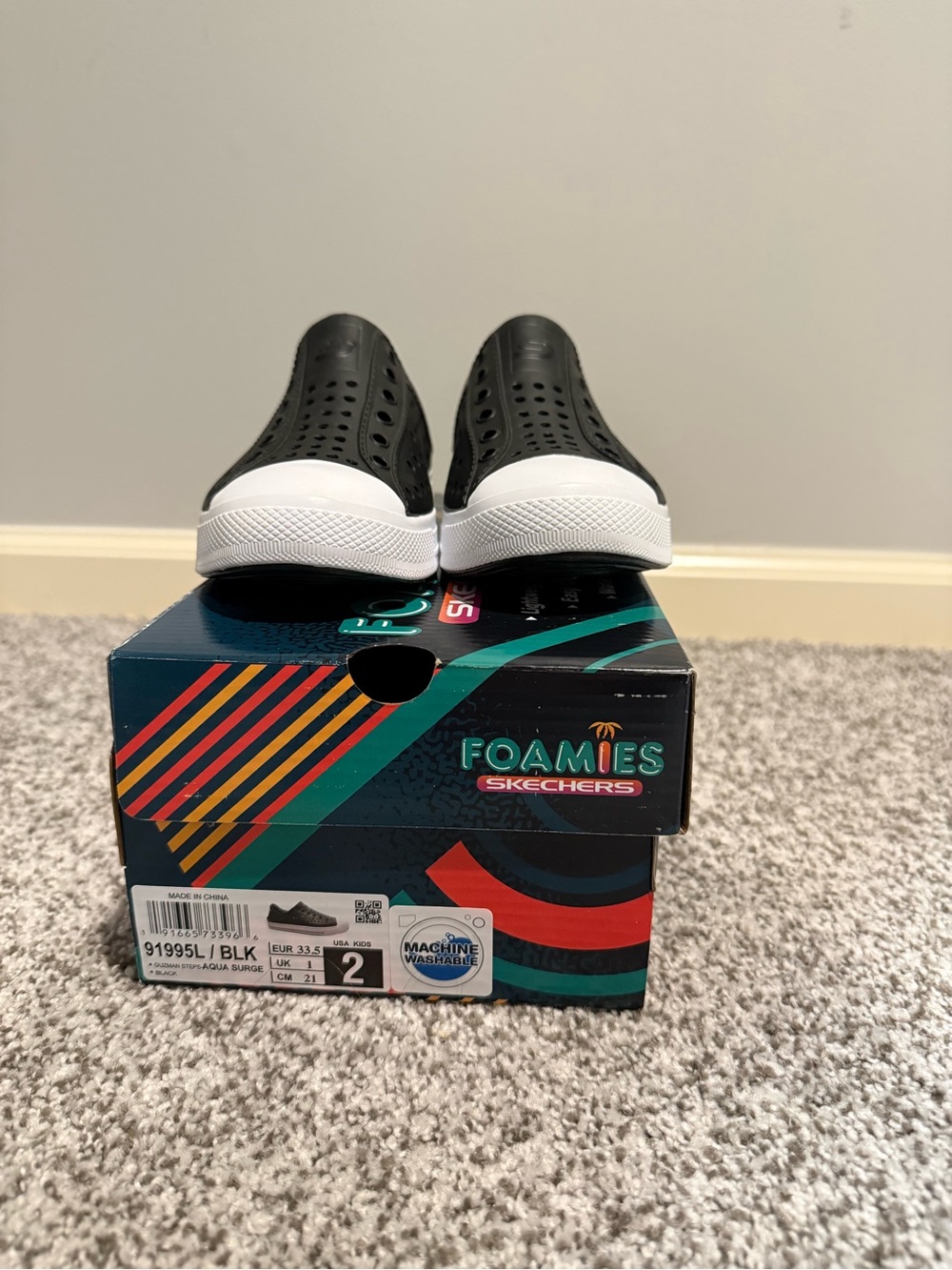 Skechers Black & White Kids Foamies Slip-On Loafers